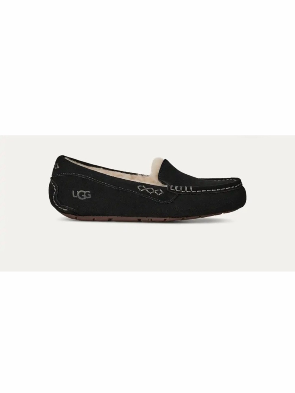 UGG Ansley Black Suede Shearling-Lined Slip-On Moccasin NWOT